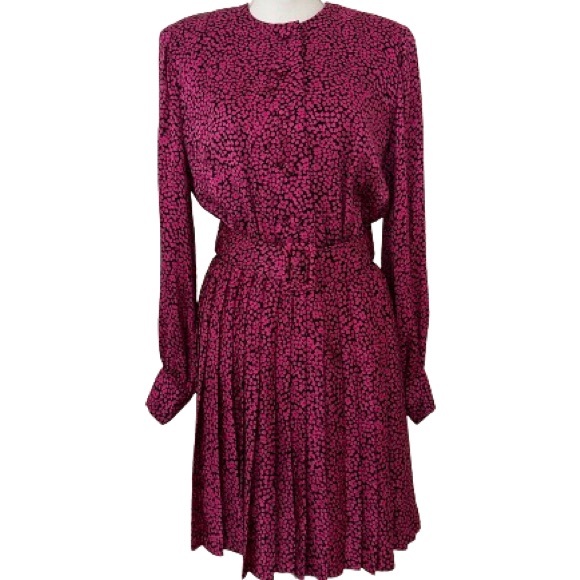 Stanley Platos Women's Silk Midi Pink Dress, Sz M - Picture 1 of 16